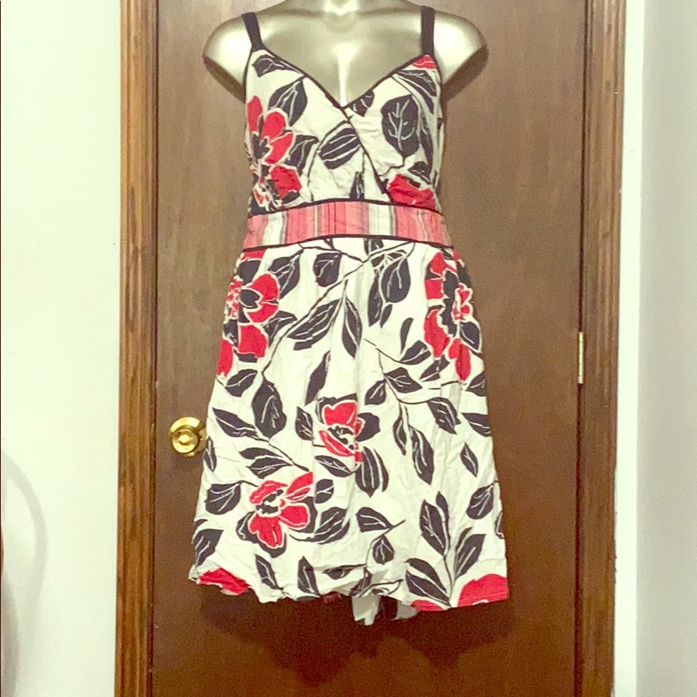 Lane Bryant Red White Blue Floral Midi Dress